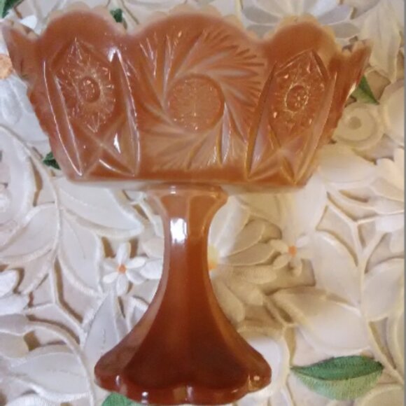 Vintage Fenton small pedestal bowl dish - slag glass ???? - Picture 8 of 8